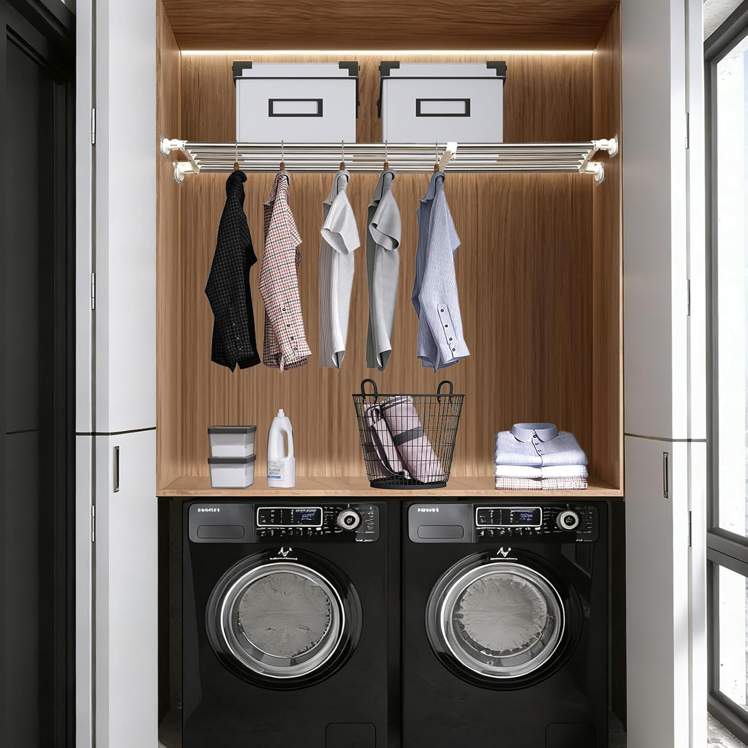 Expandable Closet Shelf Tension Organizer Heavy Duty Adjustable Storage Rack (1)