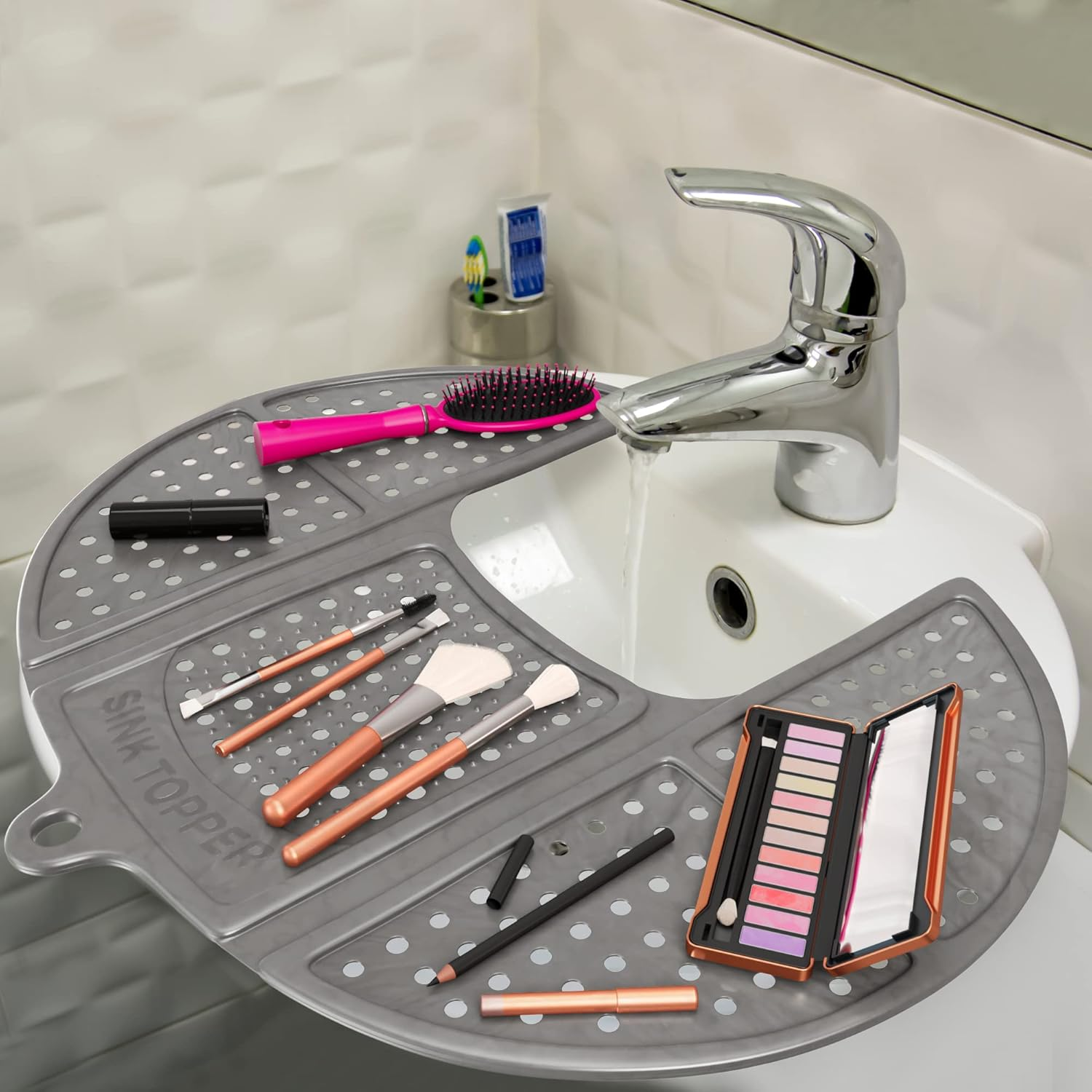 Foldable Sink Topper Silicone Heat Resistant Mat Bathroom Counter Organizer (4)