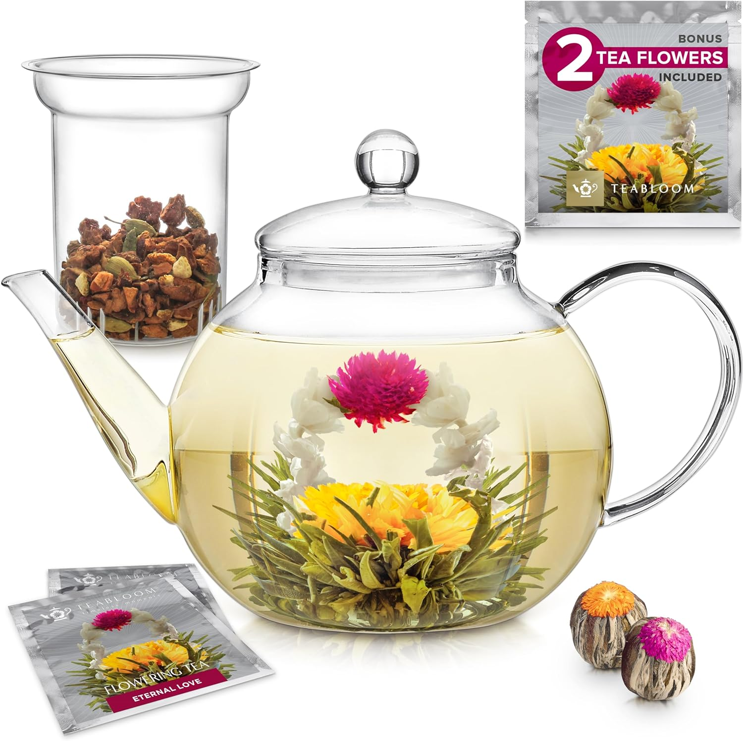 Glass Teapot with Infuser 40oz Borosilicate Tea Maker Blooming Tea Set
