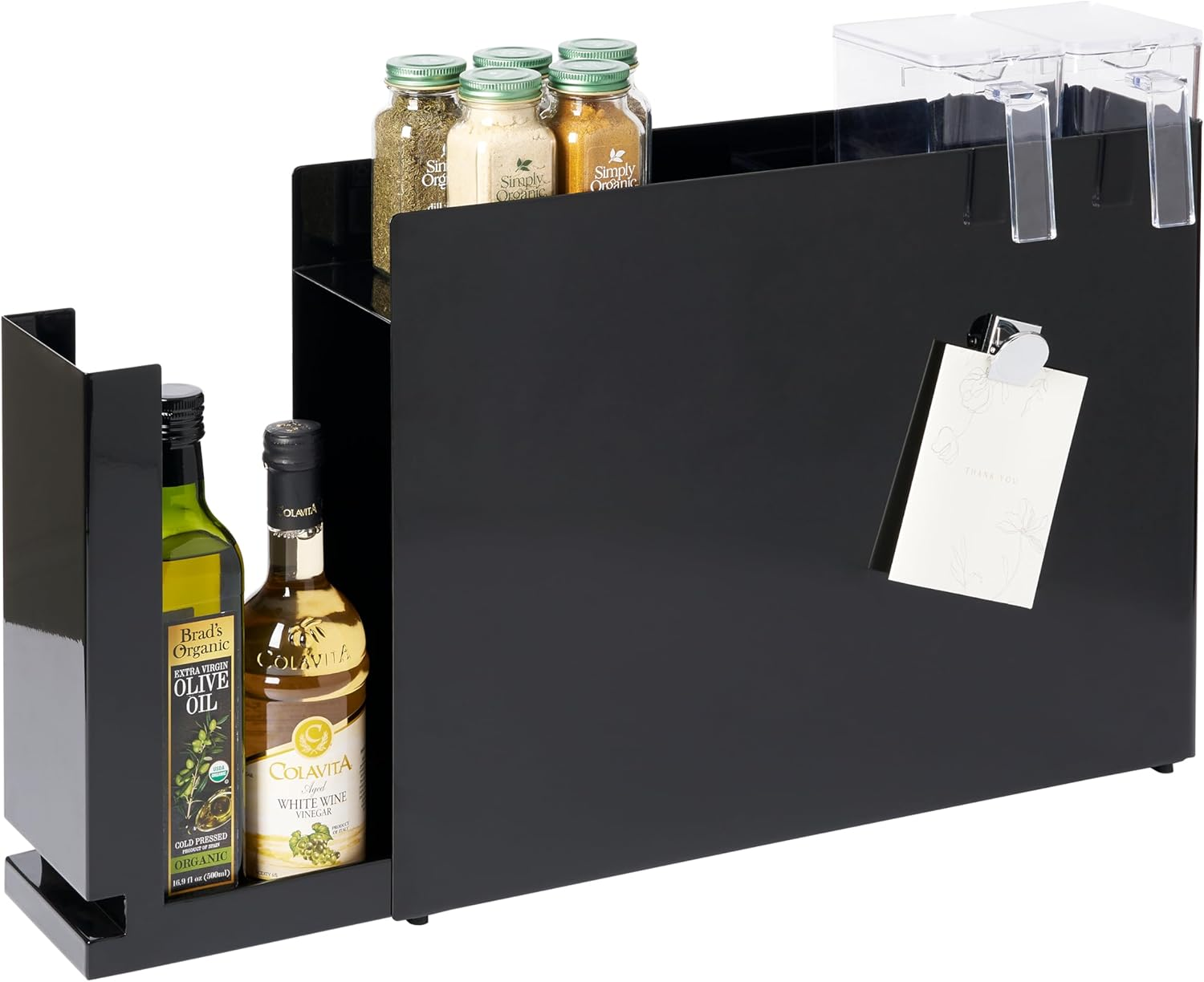 Pull Out Spice Rack Countertop Organizer with Hidden Drawer Shelf