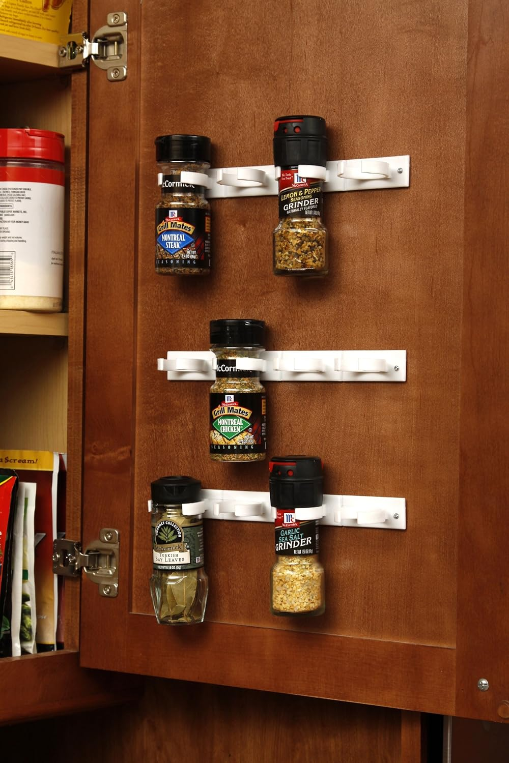 Spice Gripper Clips Wall Mount Organizer Adjustable Jar Holder Strips (3)