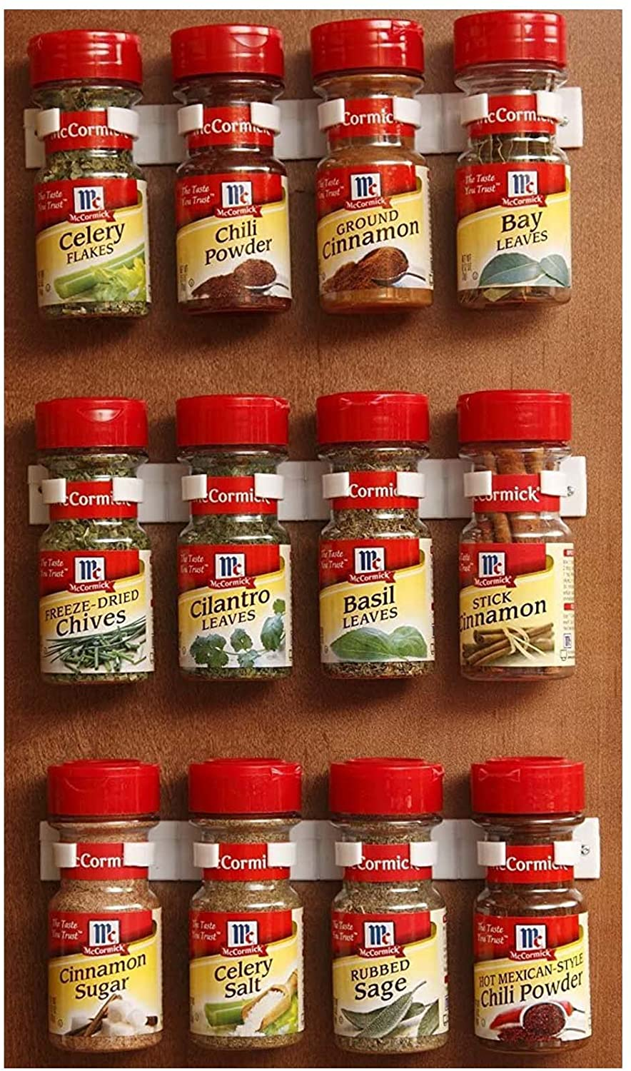 Spice Gripper Clips Wall Mount Organizer Adjustable Jar Holder Strips